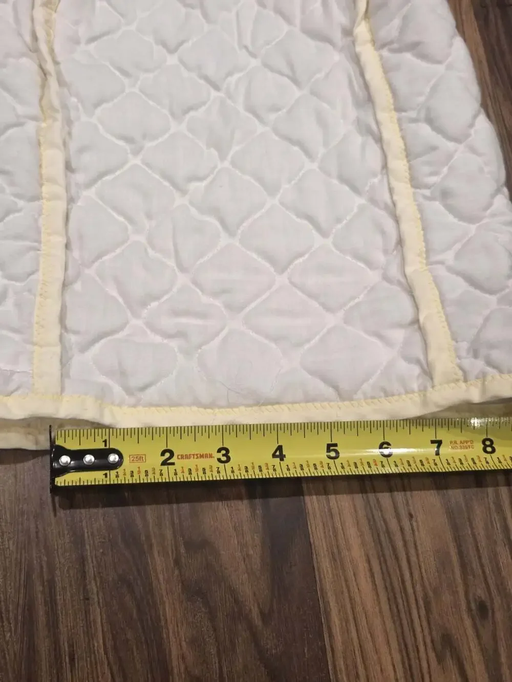 Vtg White Quilted Kitchen Appliance Dust Covers Set of 2 Yellow Trim Soft